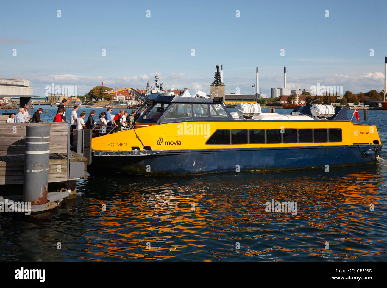 Harbour bus at the old northern custom house jetty in the port of ...