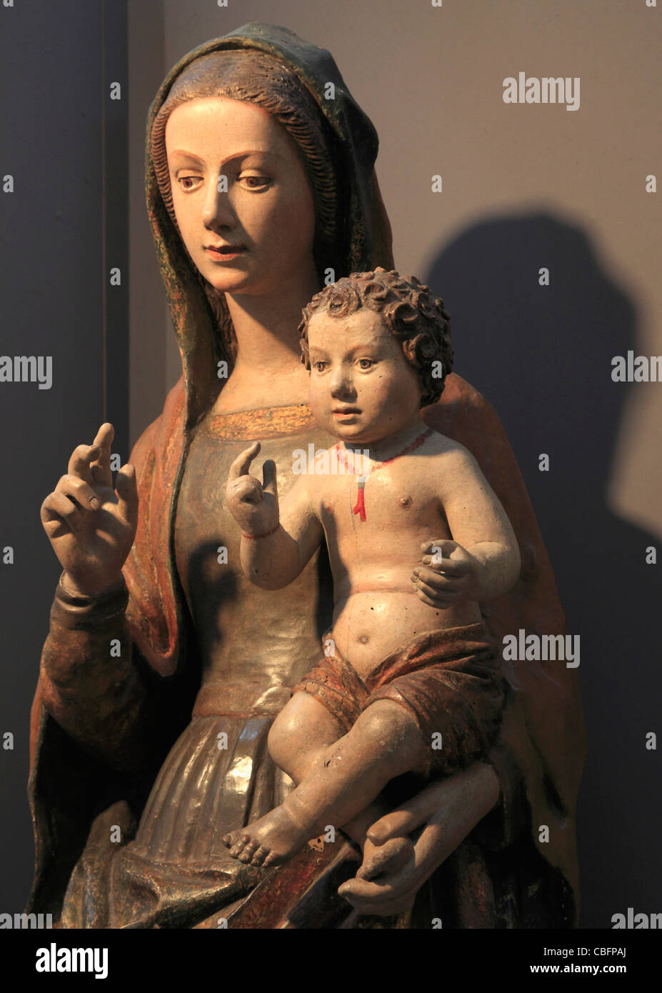 Italy, Campania, Amalfi, cathedral, museum, Madonna and the Child statue, Stock Photo