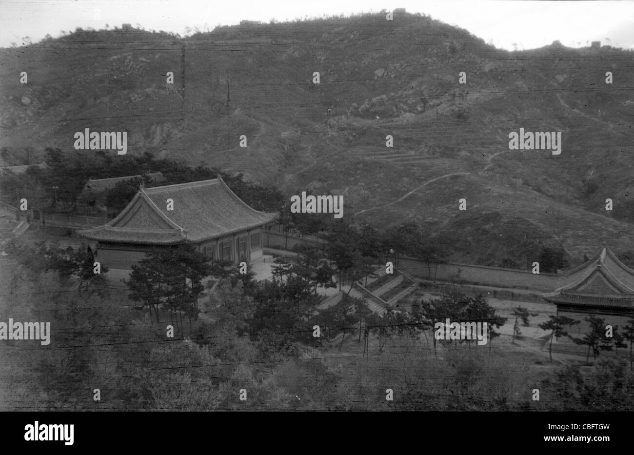 China at the end of WWII architecture buildings mountains Stock Photo