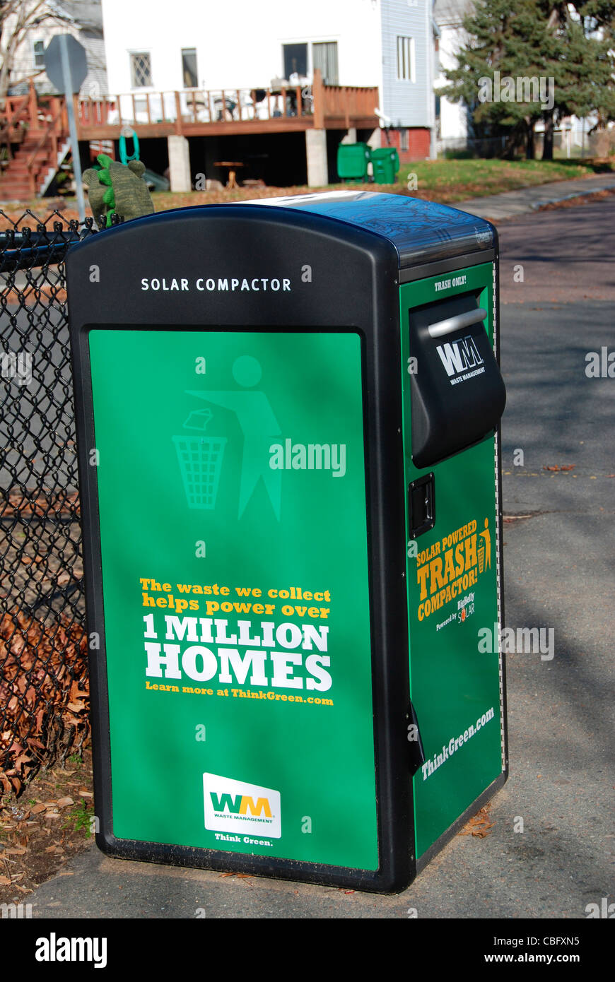 solar energy powered trash bin Stock Photo Alamy