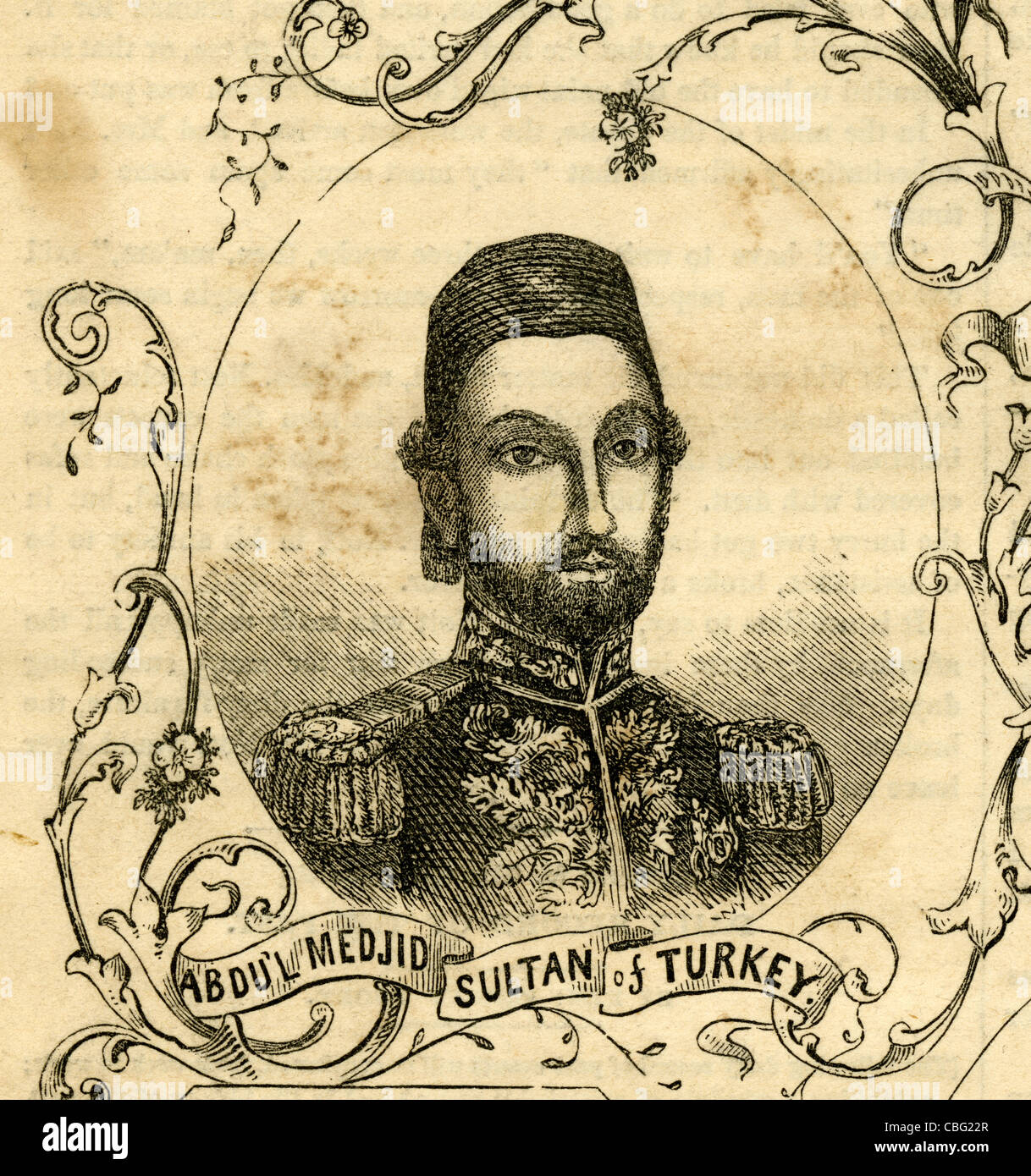 Sultan Abdülmecid I, the 31st Sultan of the Ottoman Empire. Stock Photo