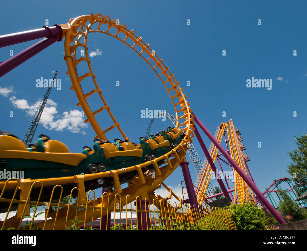 Roller coaster at the Elitch Gardens Theme Park in Denver, Colorado Stock  Photo - Alamy
