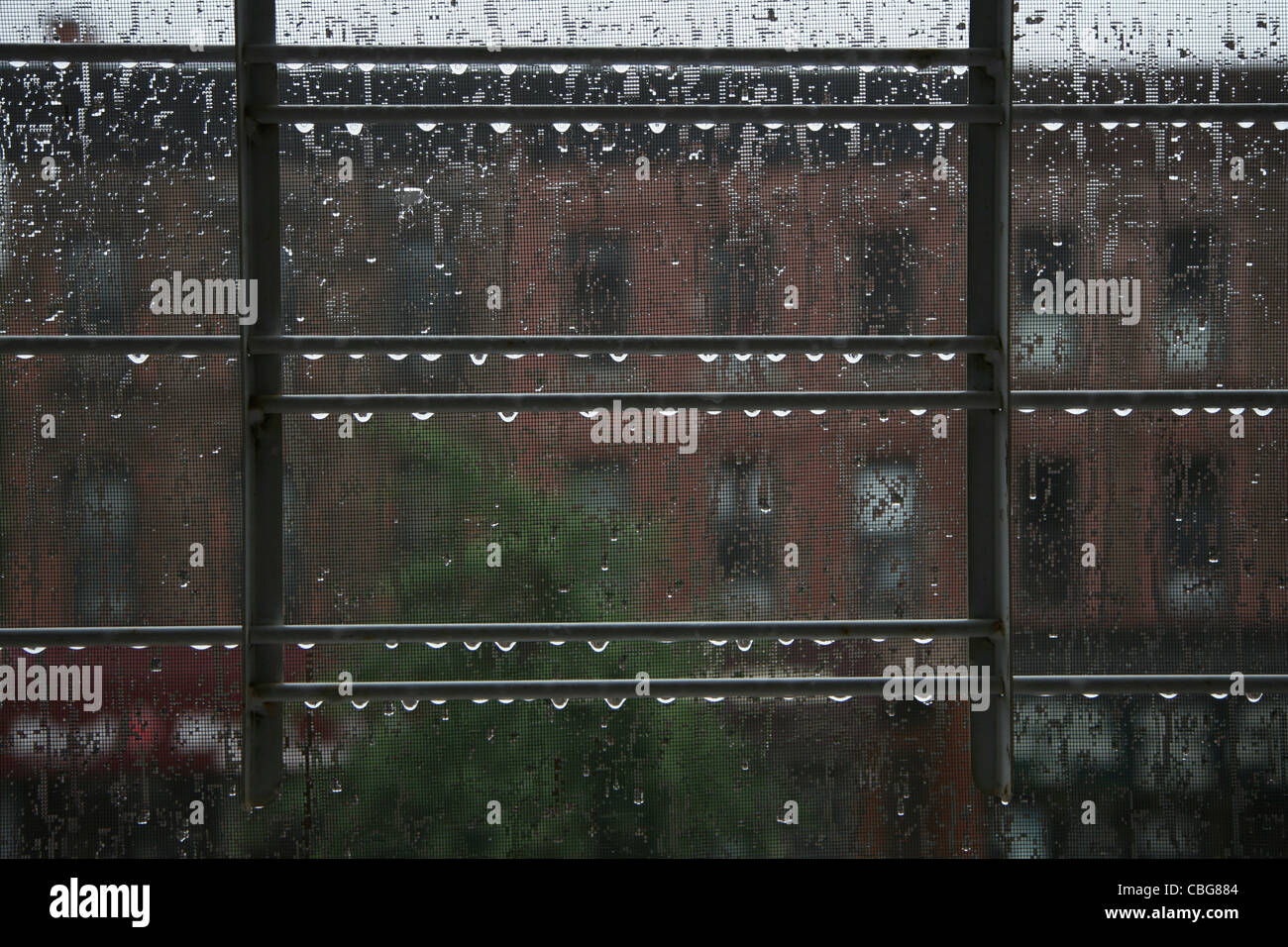 Looking out a window on a gloomy rainy day Stock Photo Alamy
