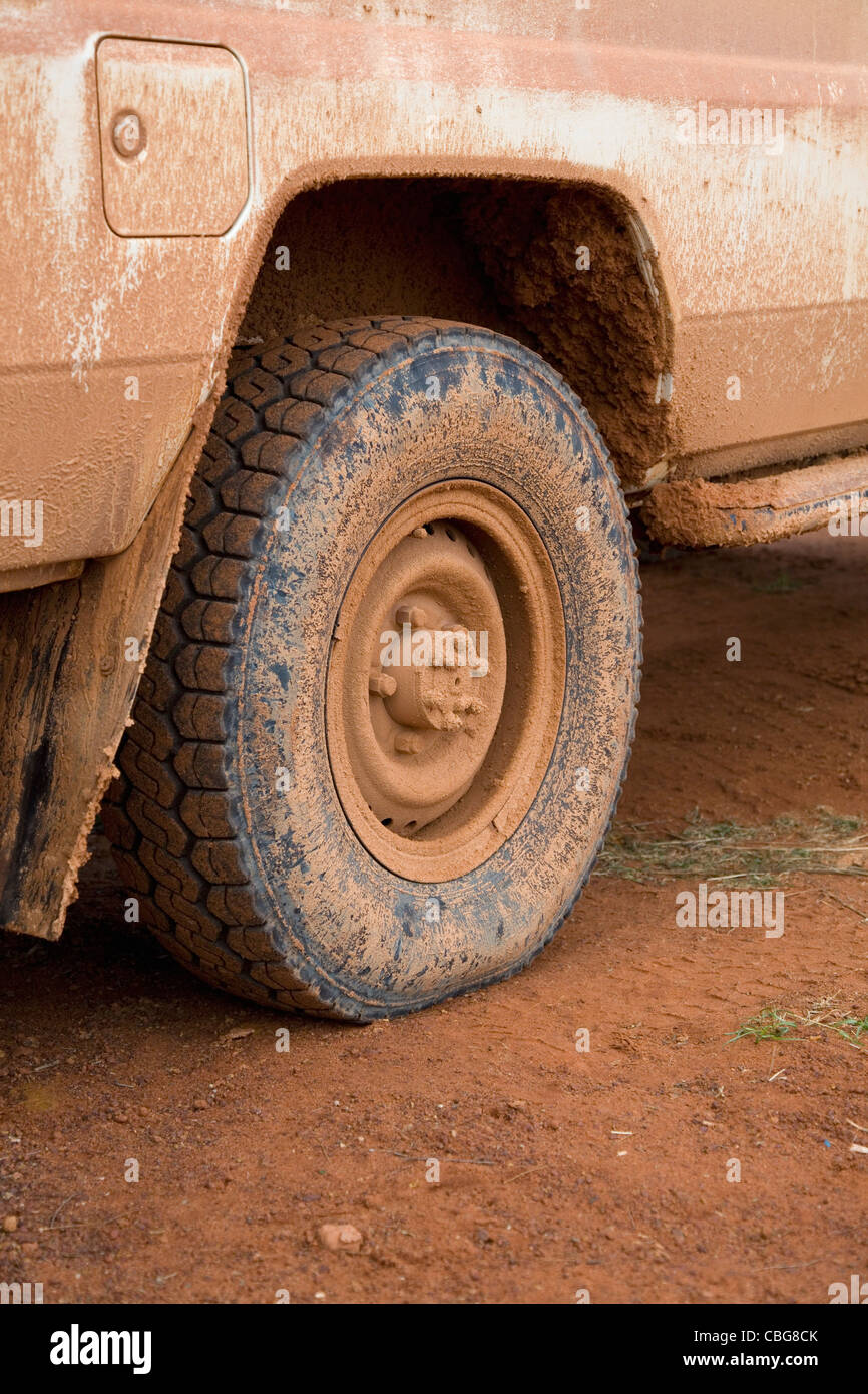 Muddy tire on a truck Stock Photo