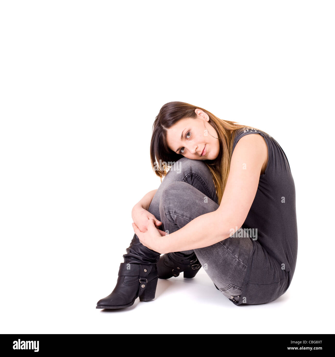 isolated young woman posing on a white background Stock Photo - Alamy