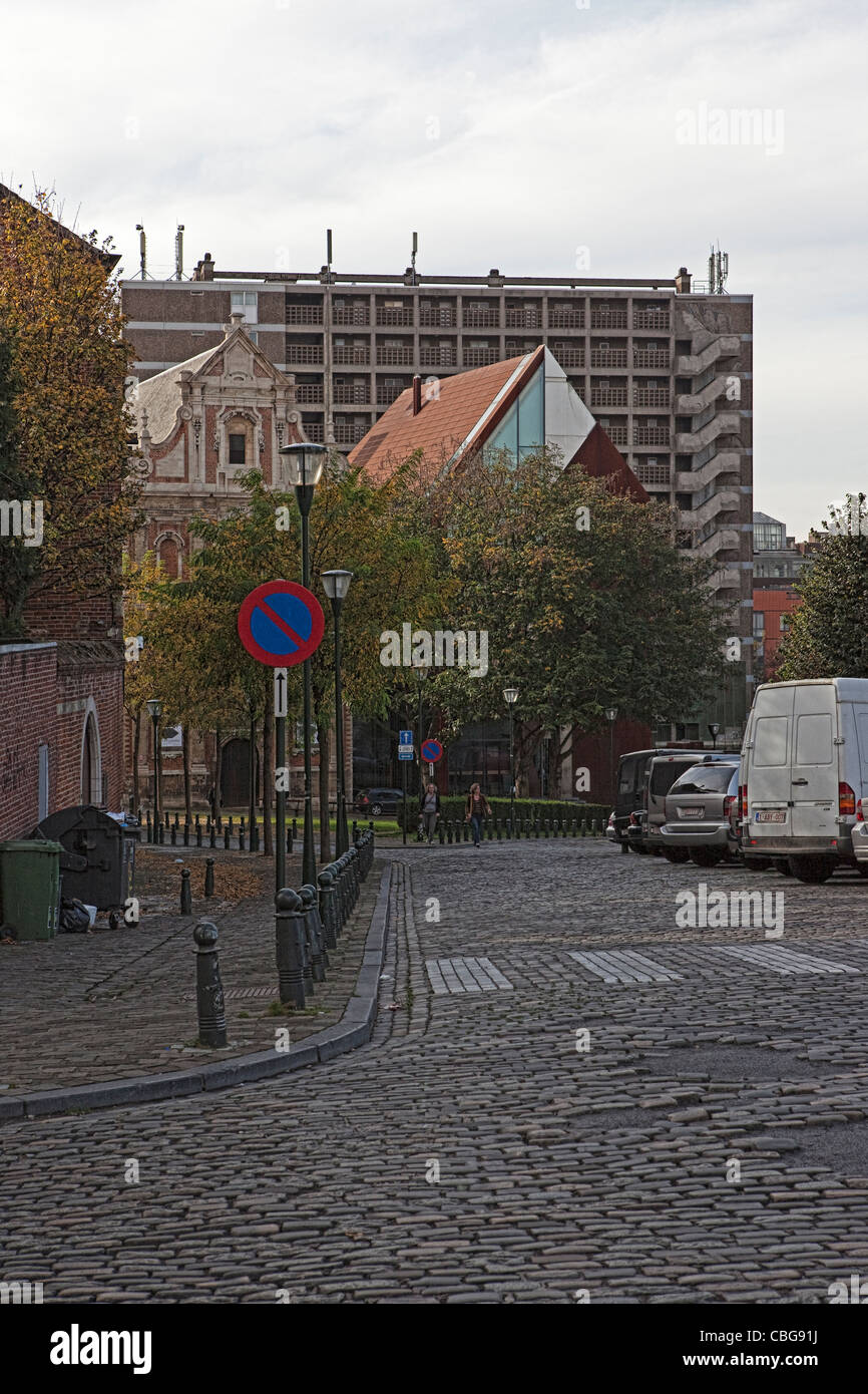Different building styles in a single Brussels location Stock Photo