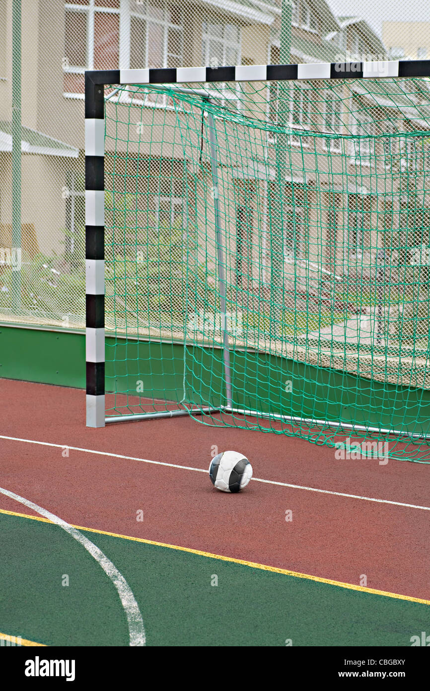 A soccer ball near a soccer goal Stock Photo Alamy