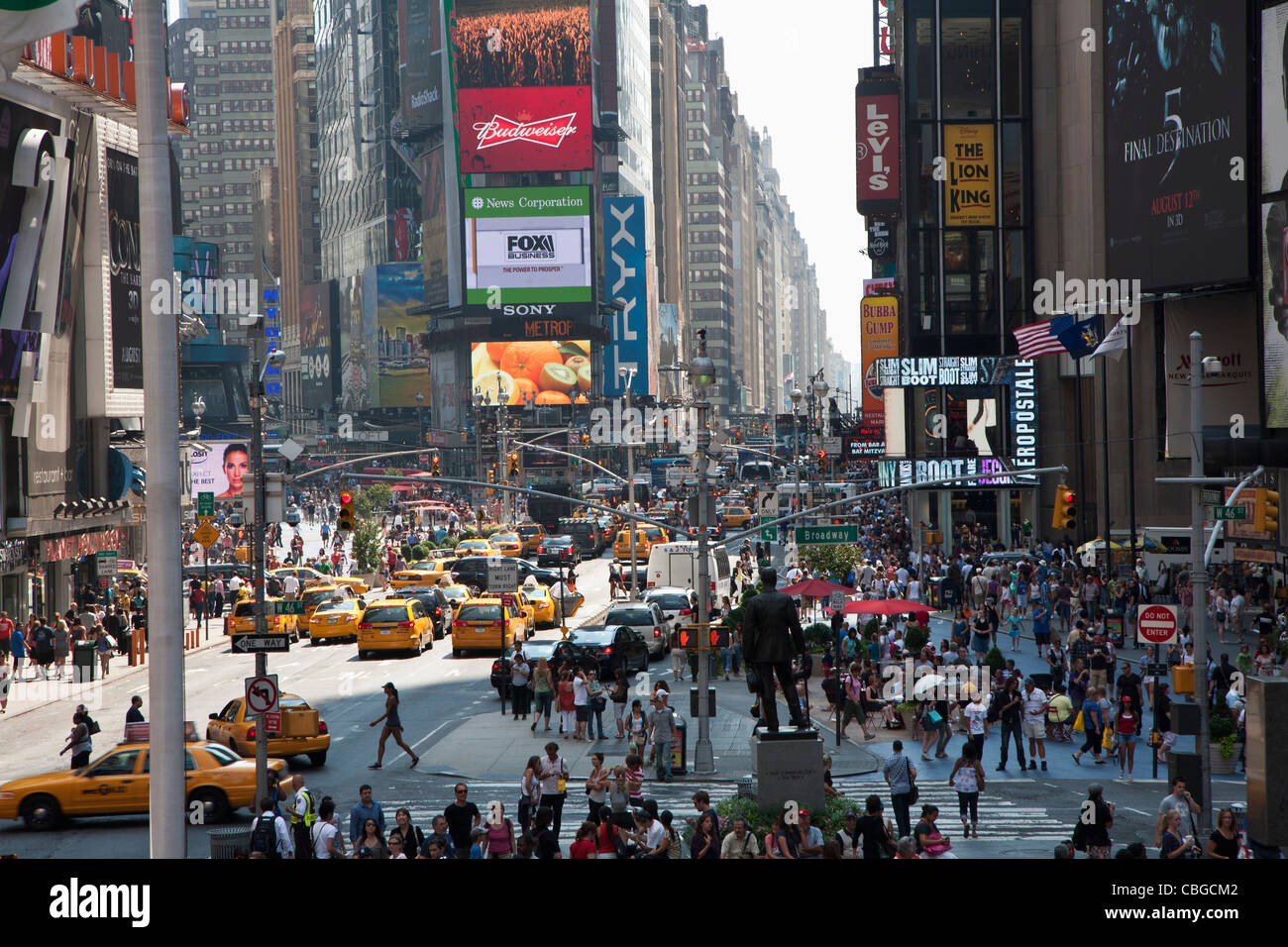 Times Square in New York, crowded with people and traffic Stock Photo