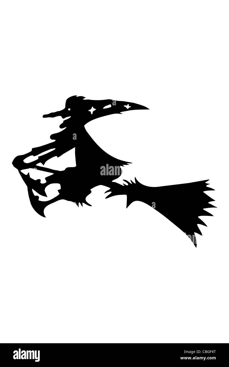 Witch flying on a broomstick isolated on white background Stock Photo ...