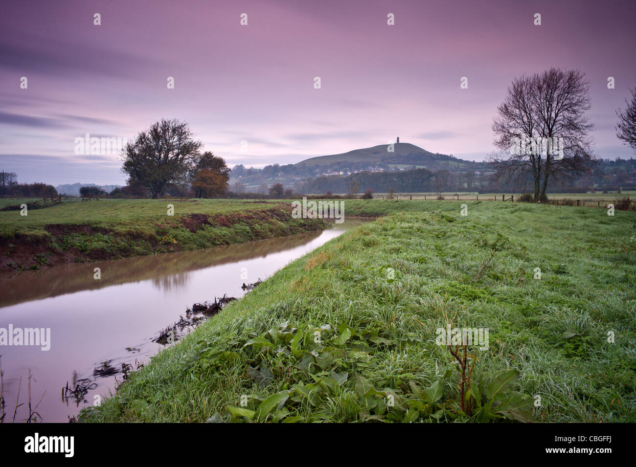 Glastonbury Tor and the Somerset Levels in Autumn Stock Photo