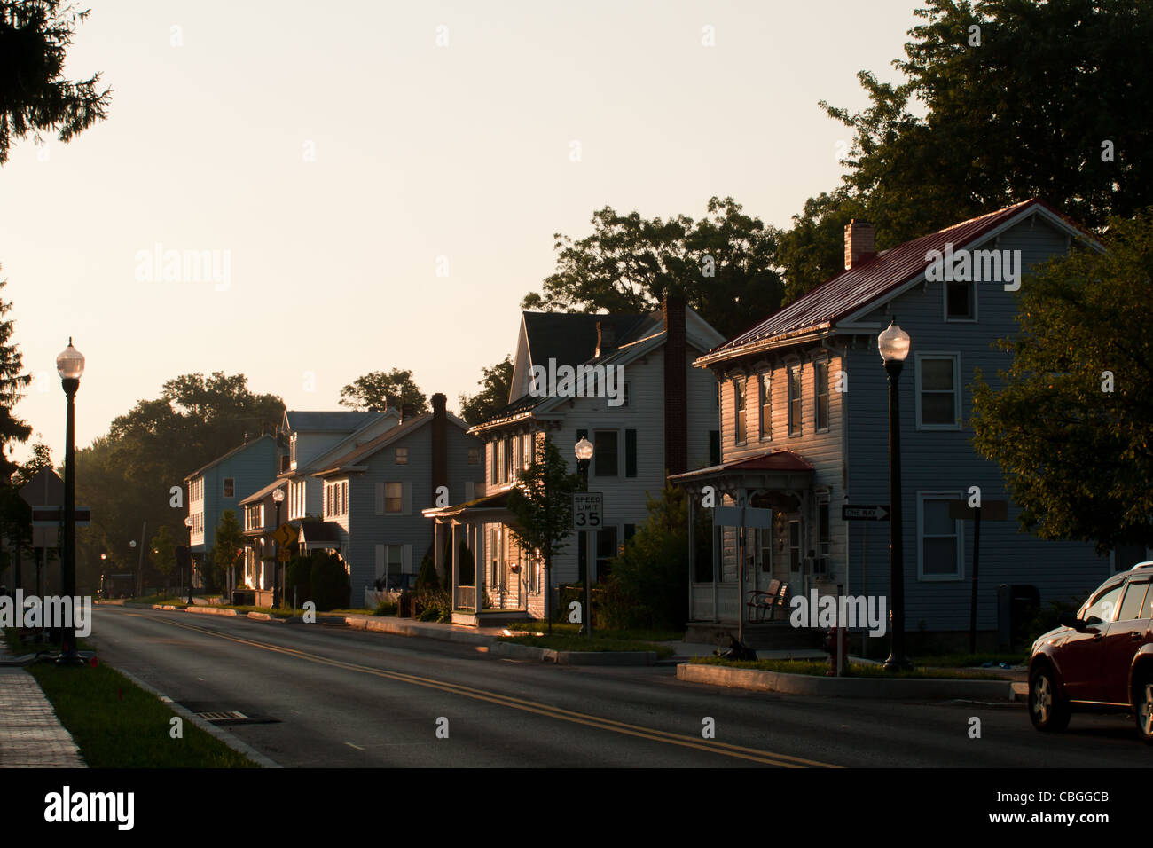 Old house on main street in downtown of Linglestown, Pennsylvania Stock