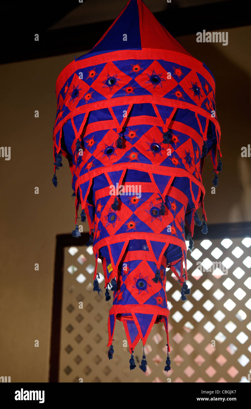 Hanging red lampshade in north African style Stock Photo
