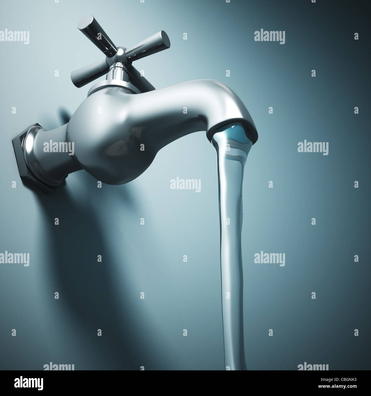 3d image of metal tap and running water Stock Photo - Alamy