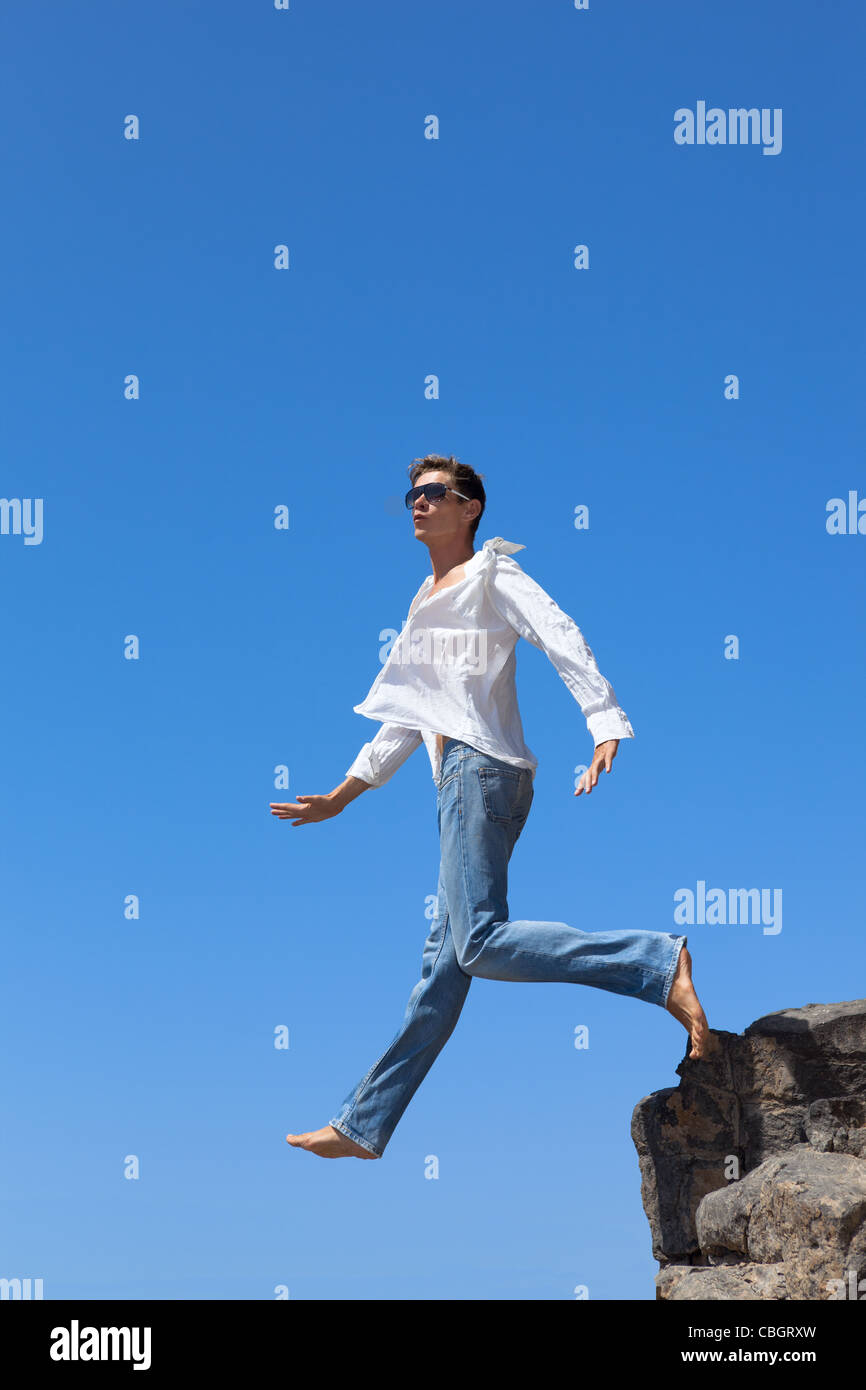 bold step of not looking Stock Photo