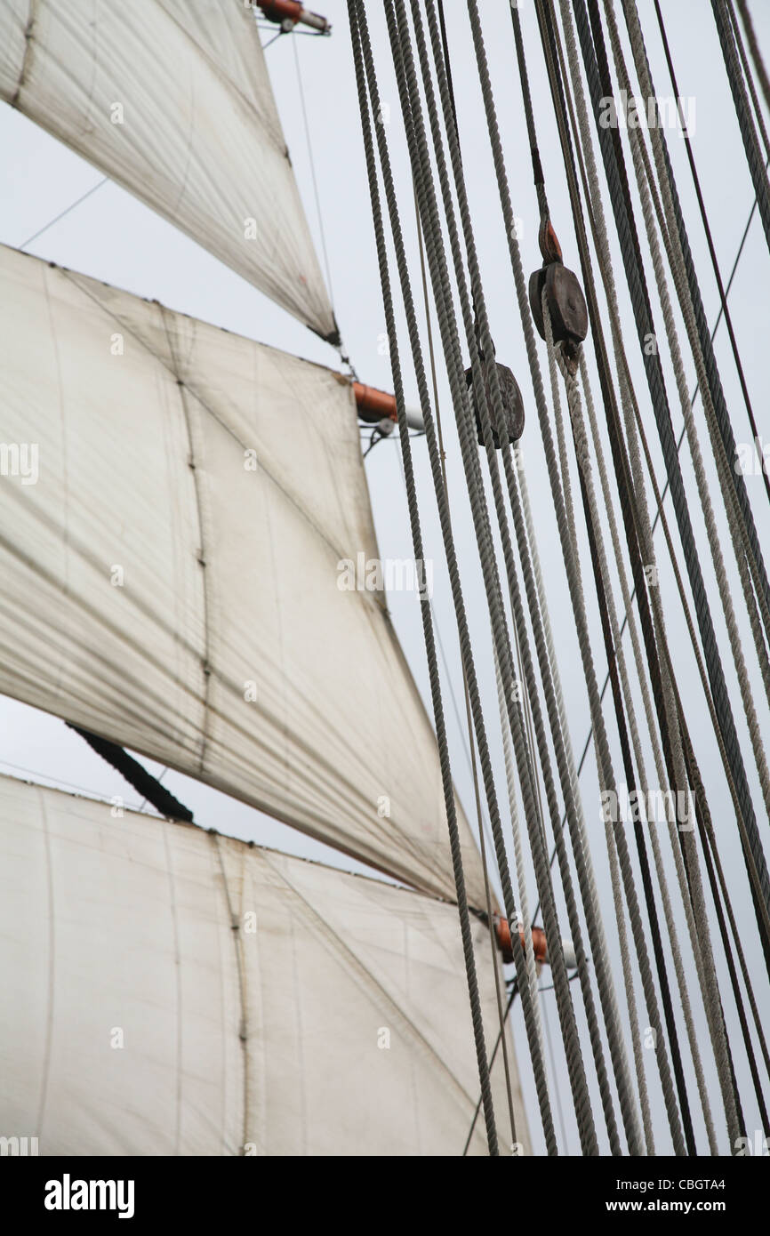 vessel equipment. Rigging. sails Stock Photo Alamy
