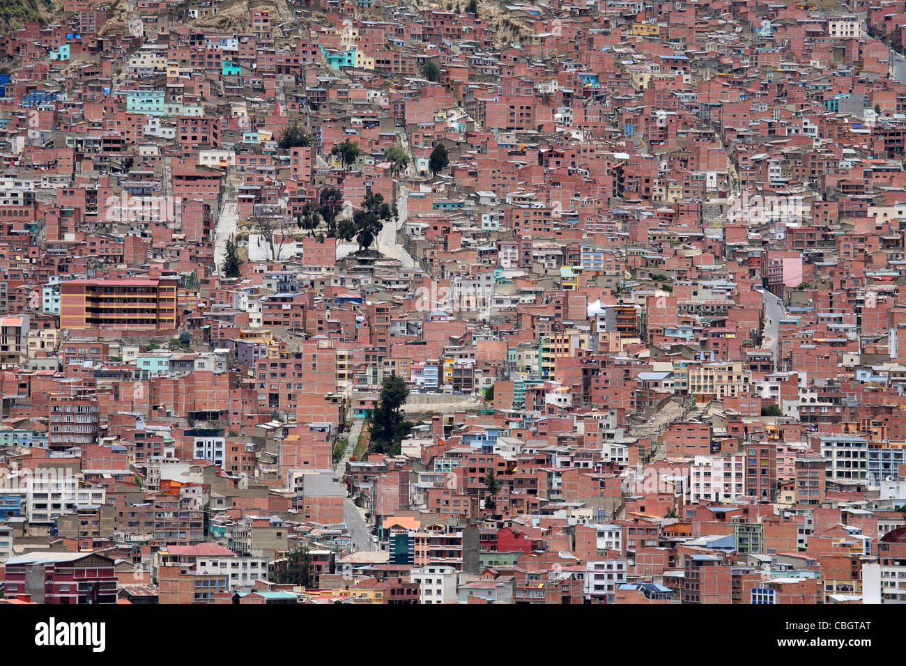 View over flats and apartments of the city La Paz, Bolivia Stock Photo