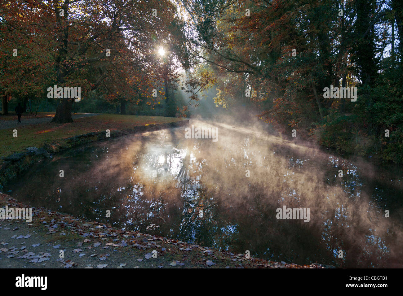 Autumn morning by the Cherwell at Oxford Stock Photo
