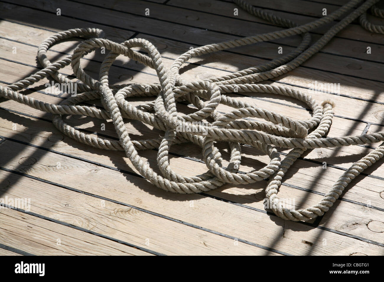 vessel equipment. Rigging. Rope on a deck Stock Photo Alamy