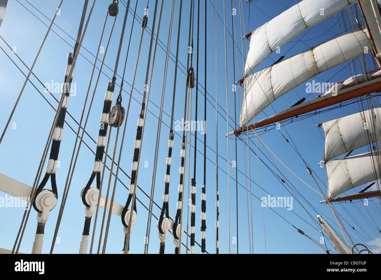 vessel equipment. Rigging. sails Stock Photo - Alamy