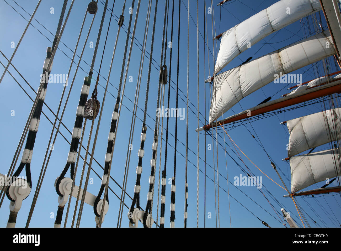 vessel equipment. Rigging. sails Stock Photo Alamy