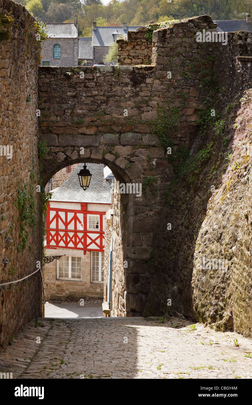 Alleyway in Moncontour, Brittany, France Stock Photo