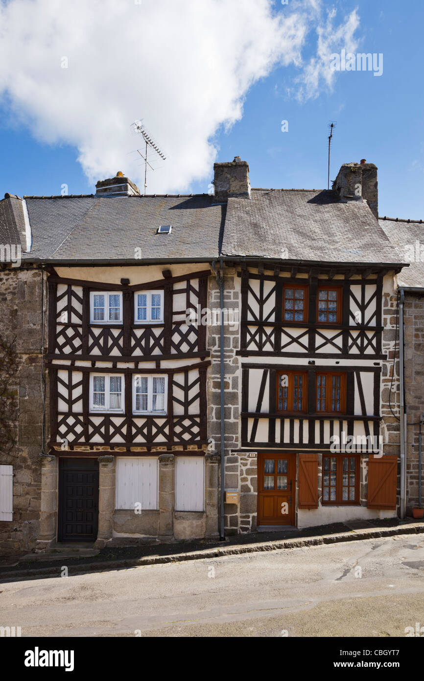 Brittany, France - Old medieval houses in Moncontour, Cotes d'Armor, Brittany, France Stock Photo