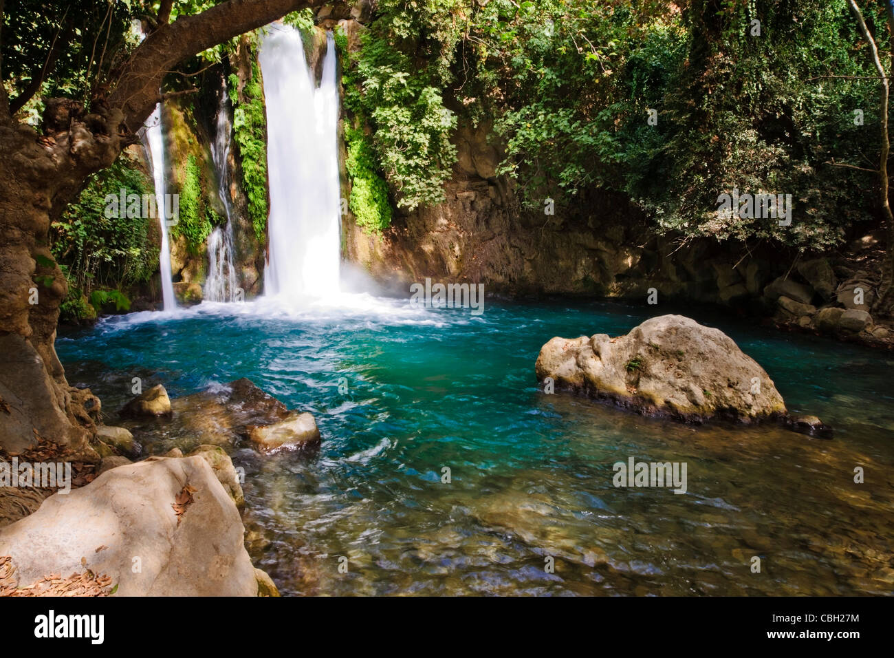 Israel. The Waterfall at the Banias nature reserve in the upper Galilee area. Stock Photo