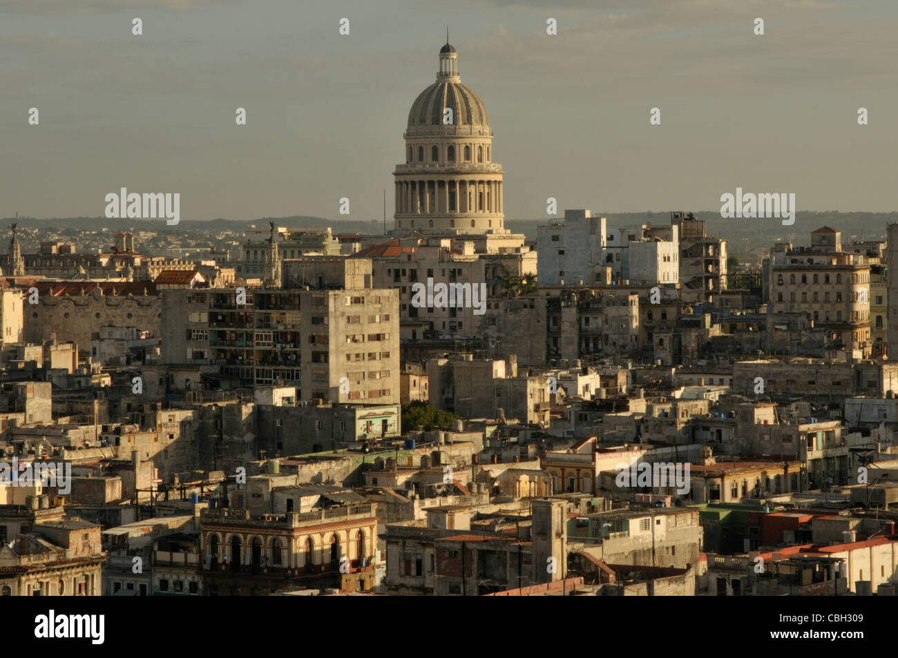 areal view of Havana town and old Capitolio building,Cuba Stock Photo