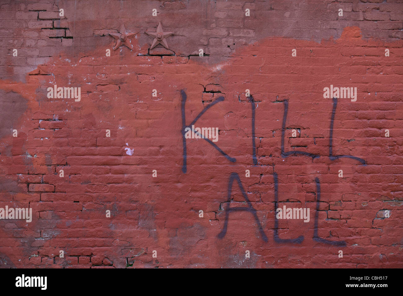 violent graffiti, 'KILL ALL', Williamsburg, Brooklyn, NY, USA Stock Photo