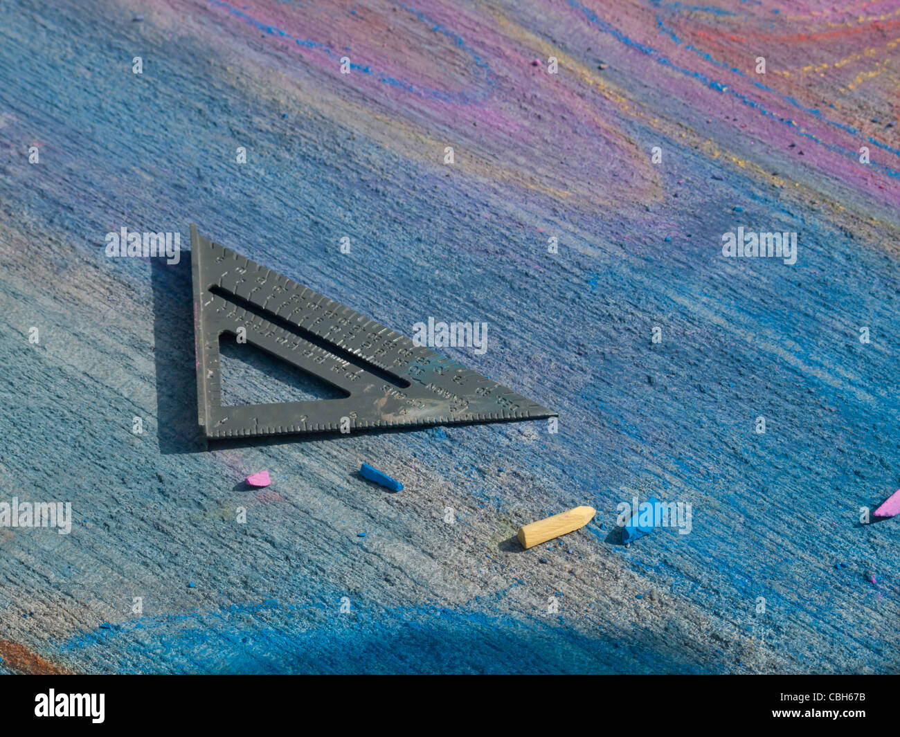 Chalks on the street during Chalk Art Festival in Denver, Colorado