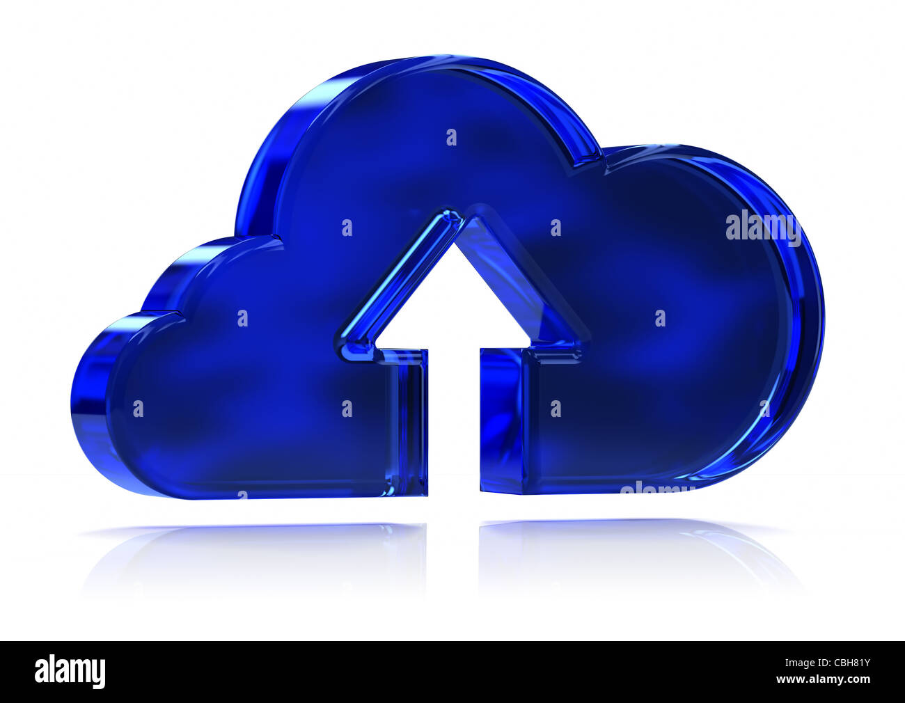 Blue glass cloud with upload arrow symbol. Part of a series Stock Photo ...
