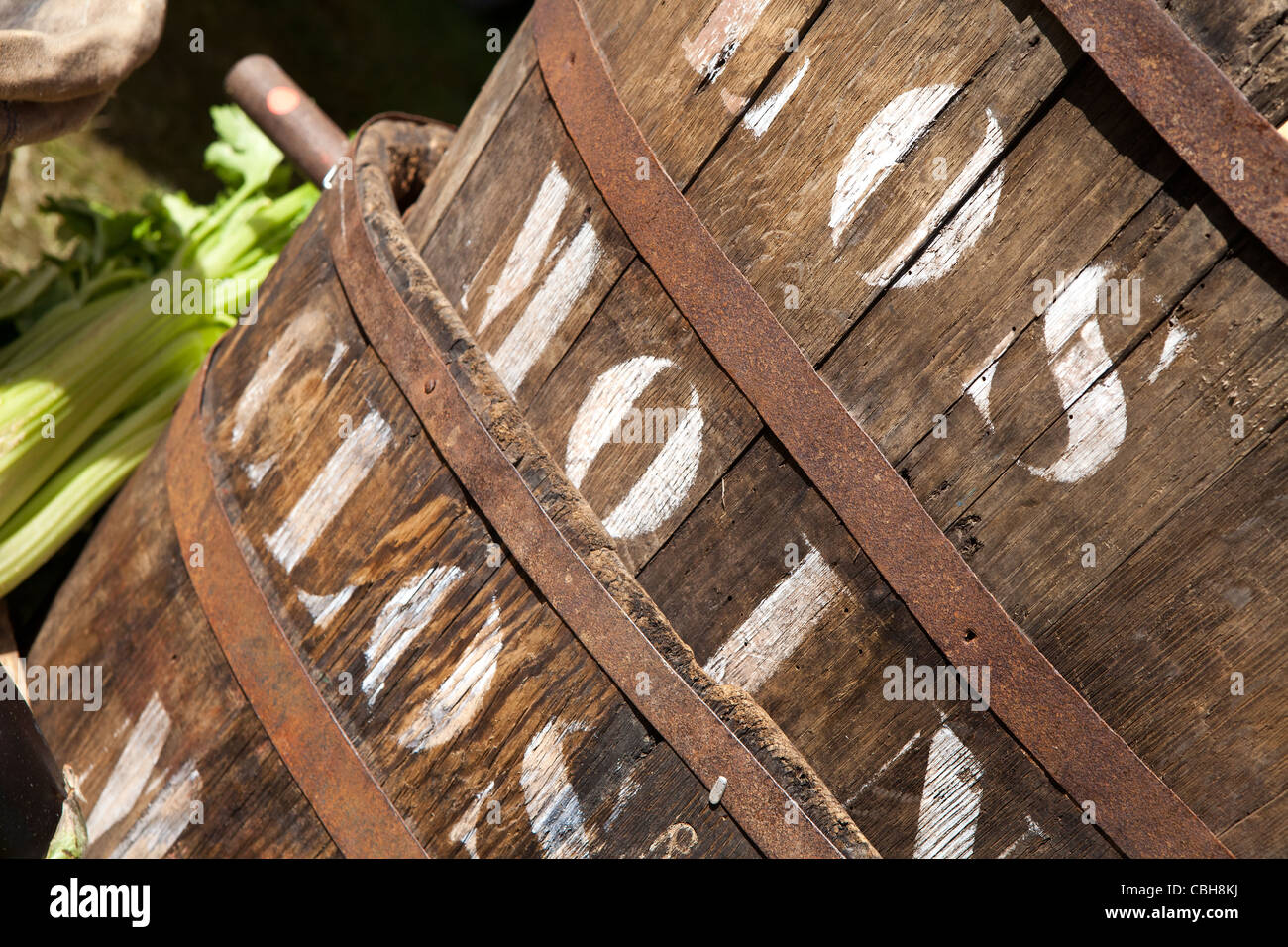 Wooden historic barrels Stock Photo Alamy