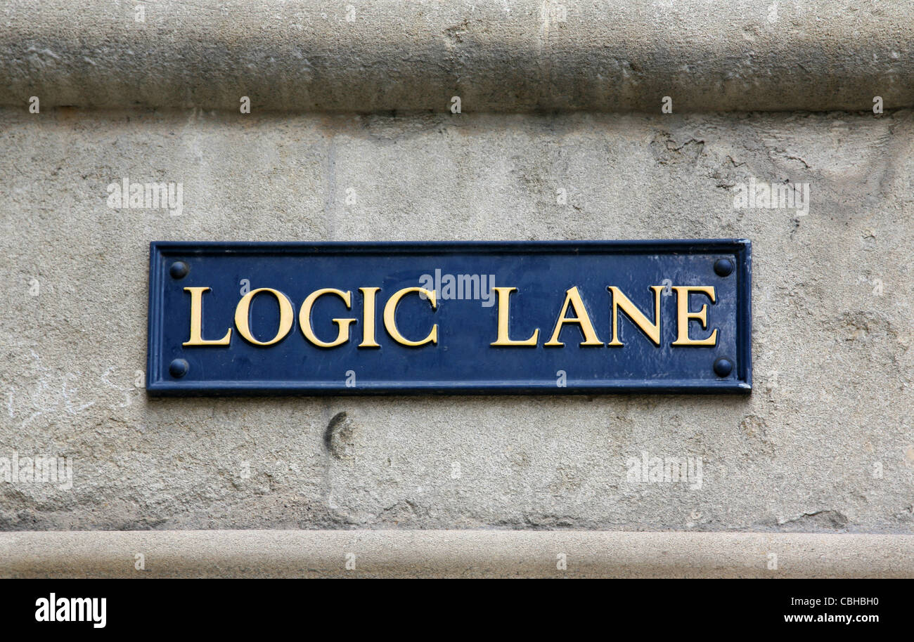 Oxford England Logic Lane street sign Stock Photo
