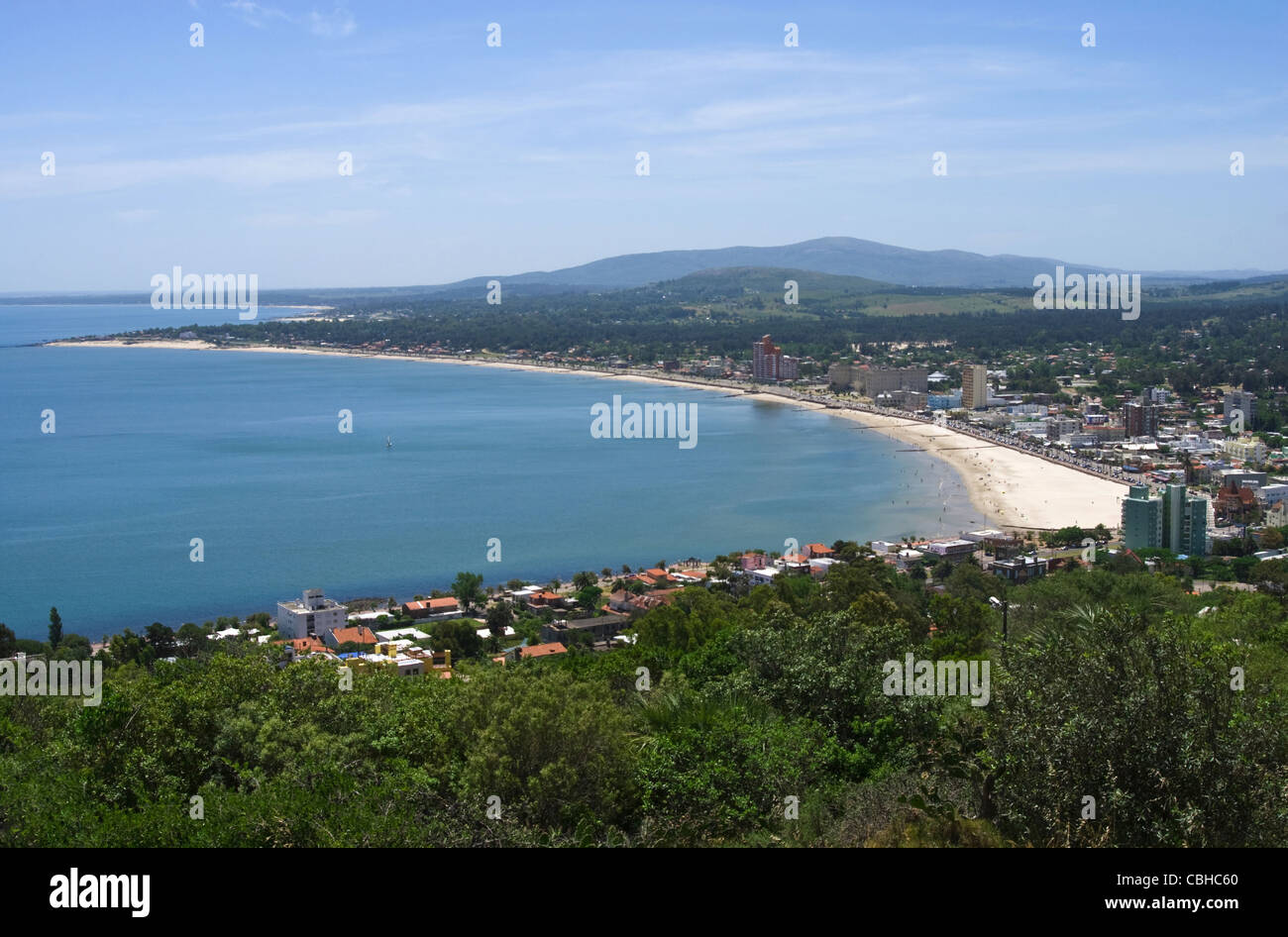 Panoramic view of Piriapolis bay in the River Plate. Uruguay, South America. Stock Photo