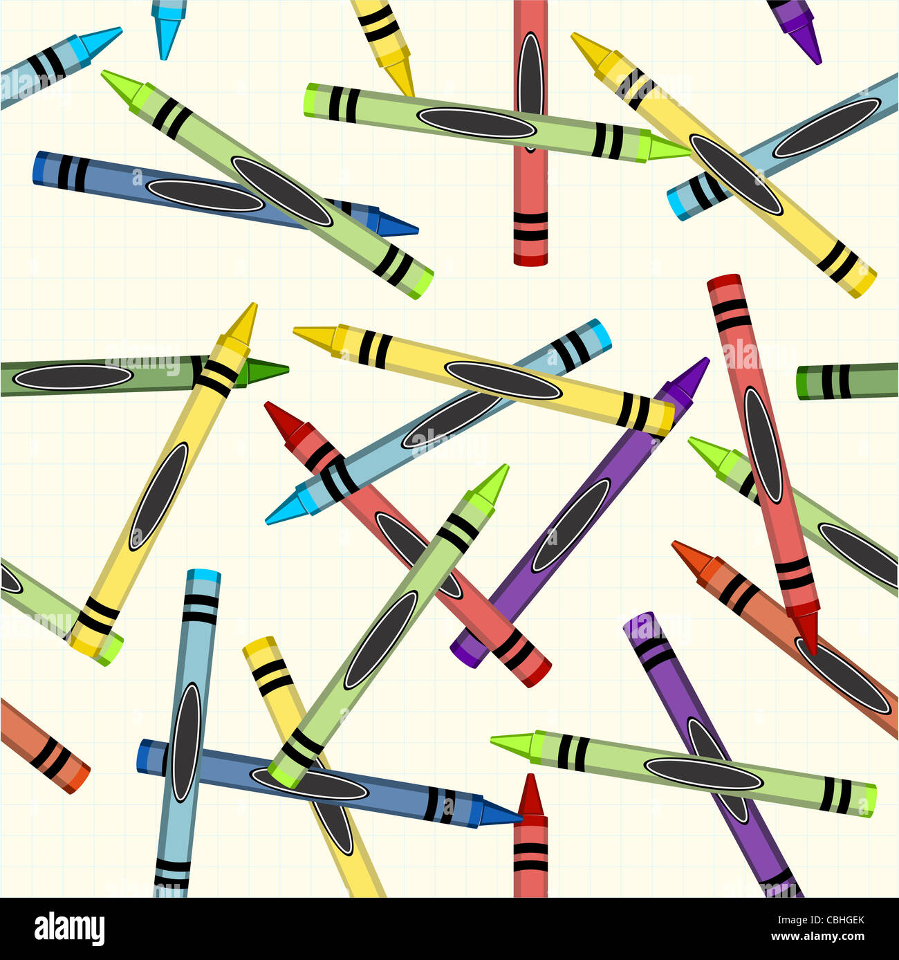 Back to school crayons pattern background. Vector file available.  Stock Photo