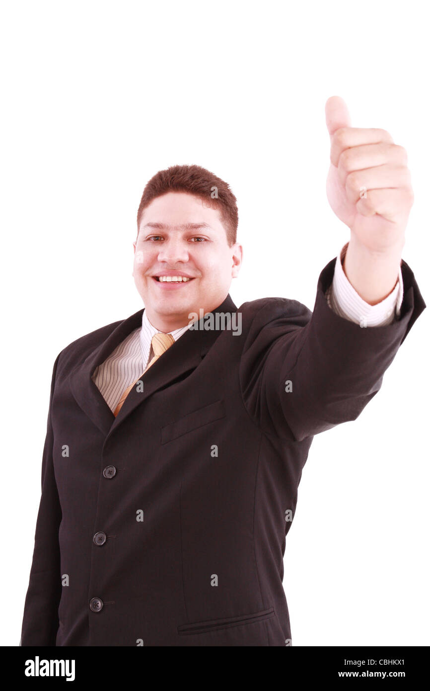 young business man going thumb up, isolated on white Stock Photo - Alamy