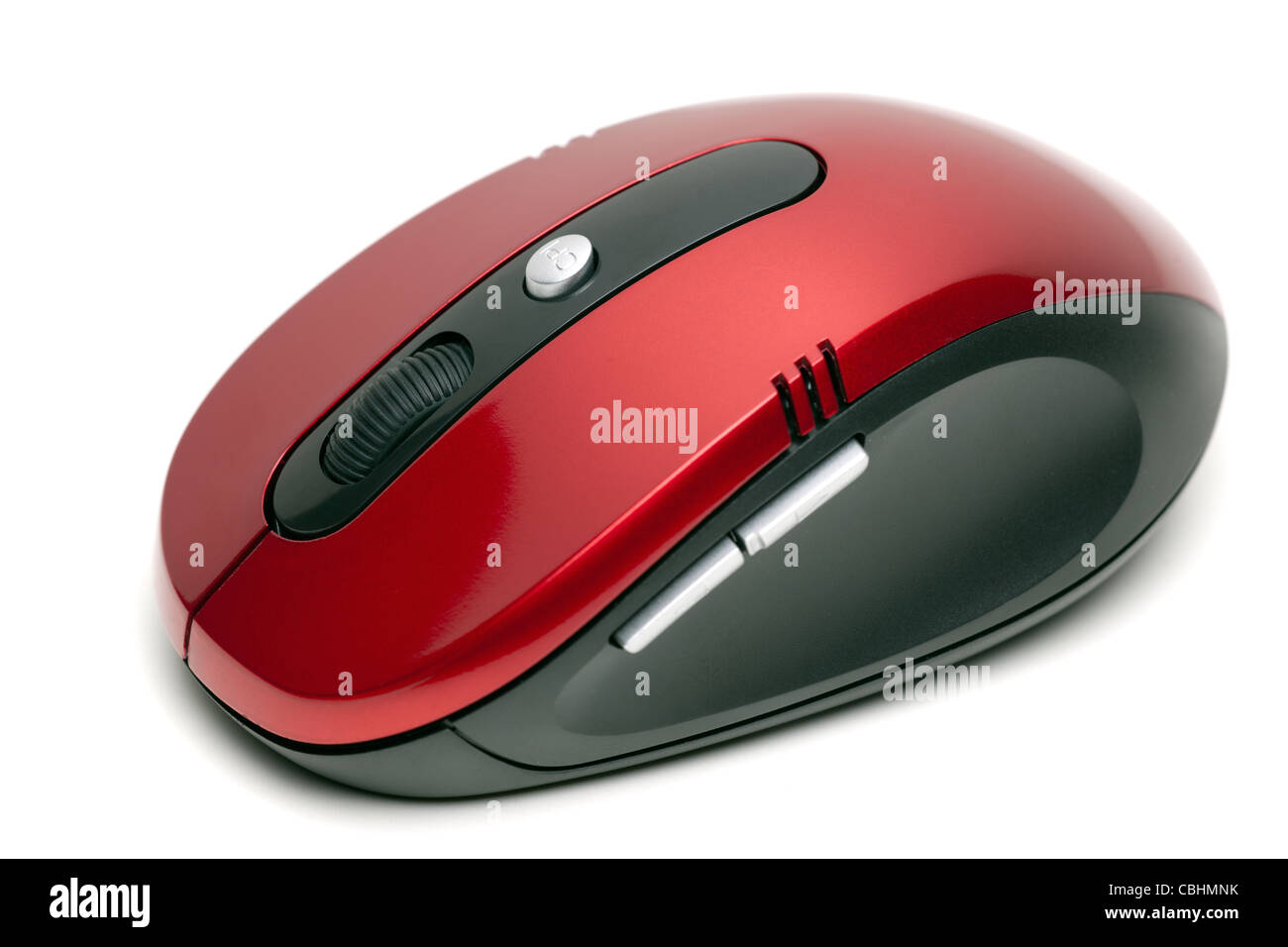Six button wireless controlled red and black computer mouse Stock Photo