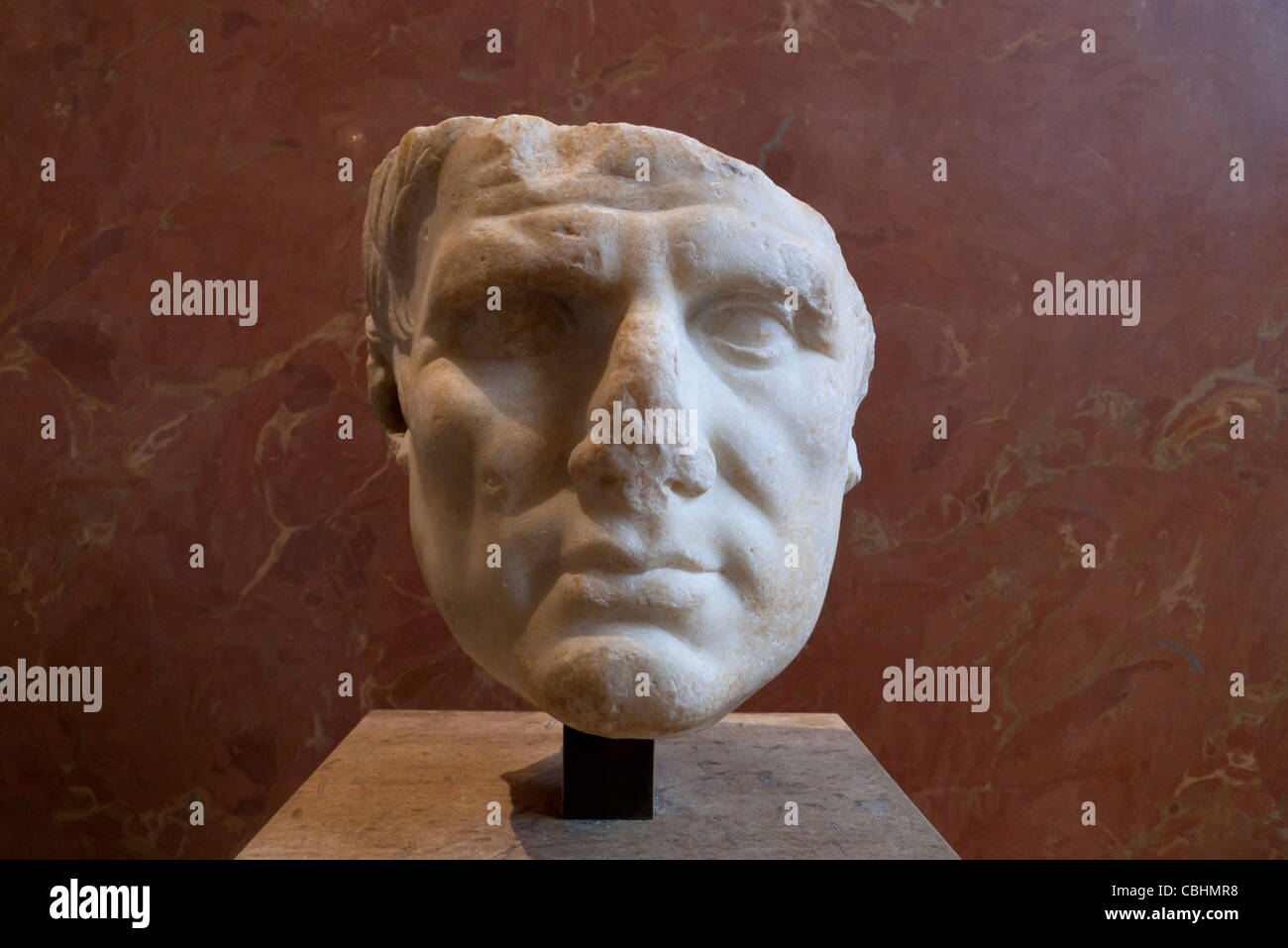 Bust of Roman statesman Marcus Vipsanius Agrippa (64/63 BC – 12 BC), Louvre Museum, Paris, France Stock Photo