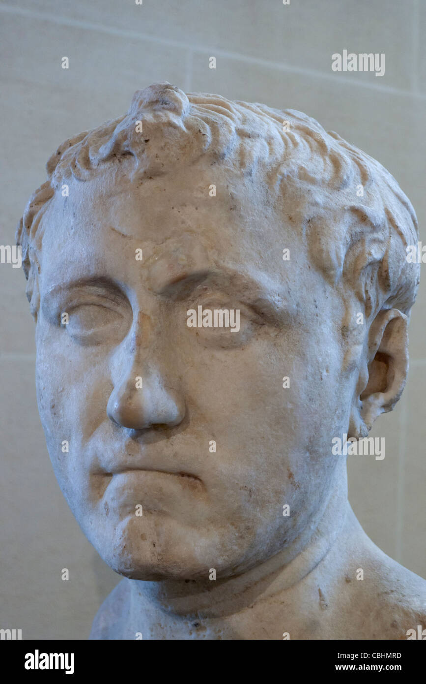 Bust of Pompey the Younger, politician and military leader of the Roman Republic, Louvre museum, Paris, France Stock Photo