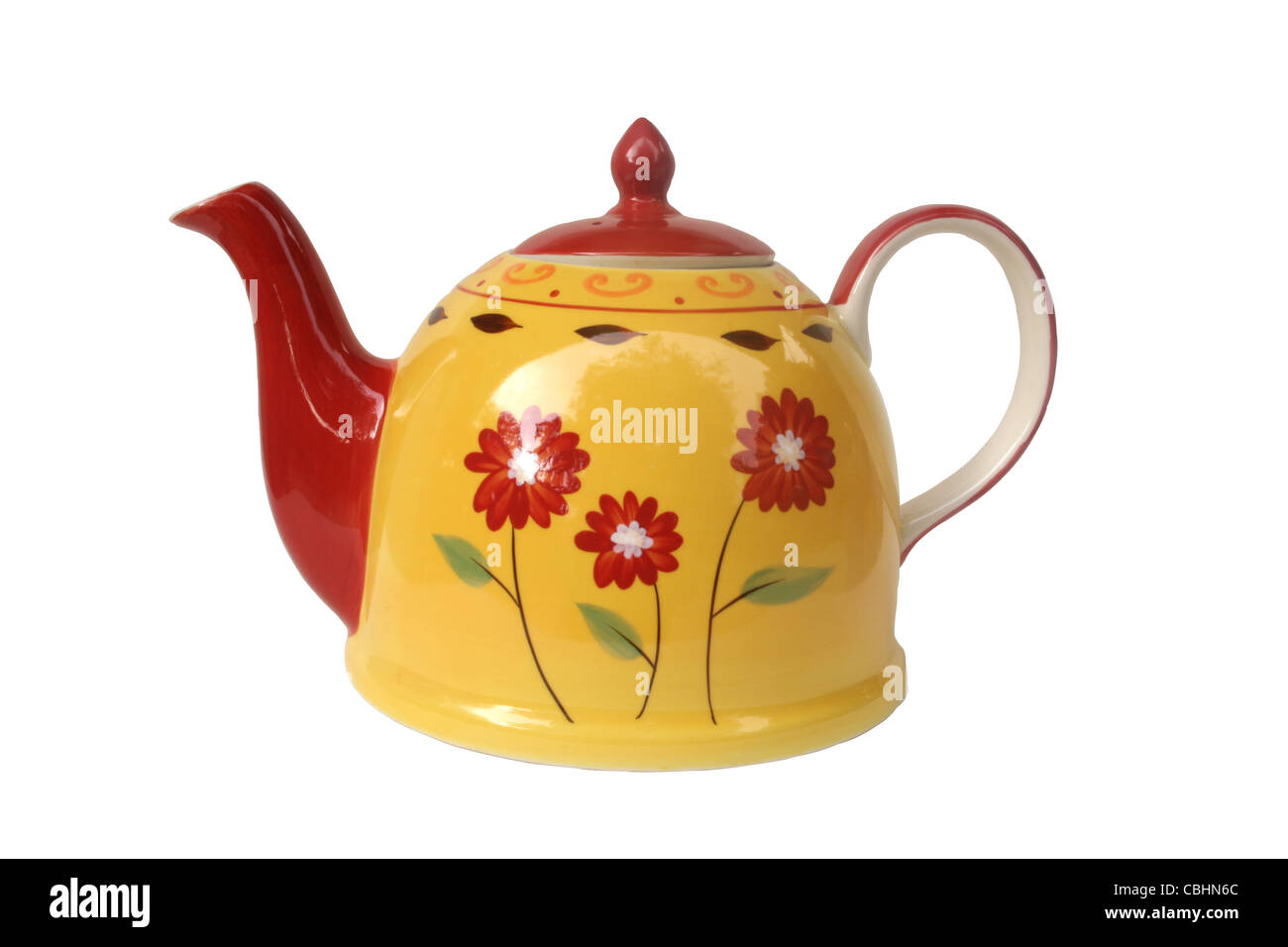 Teapot yellow flower on a white background Stock Photo Alamy