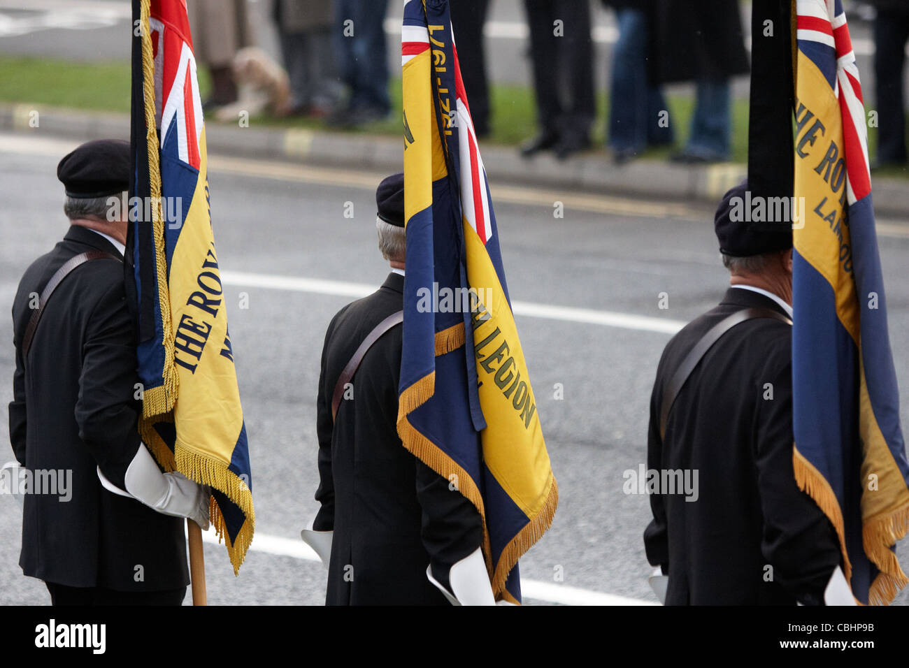 Standard bearers at the repatriation memorial in Carterton, Oxfordshire