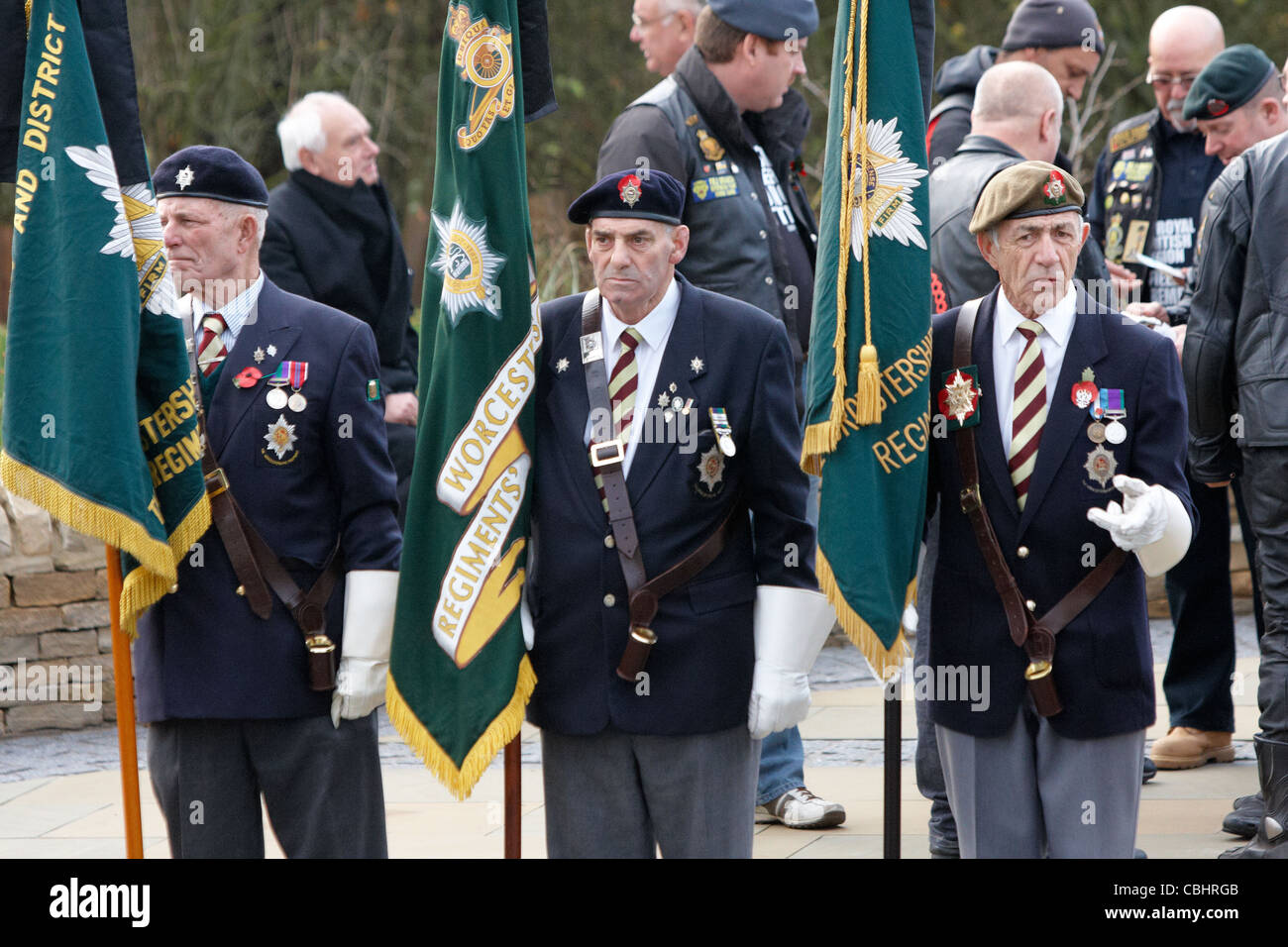 Standard bearers at the repatriation memorial in Carterton, Oxfordshire