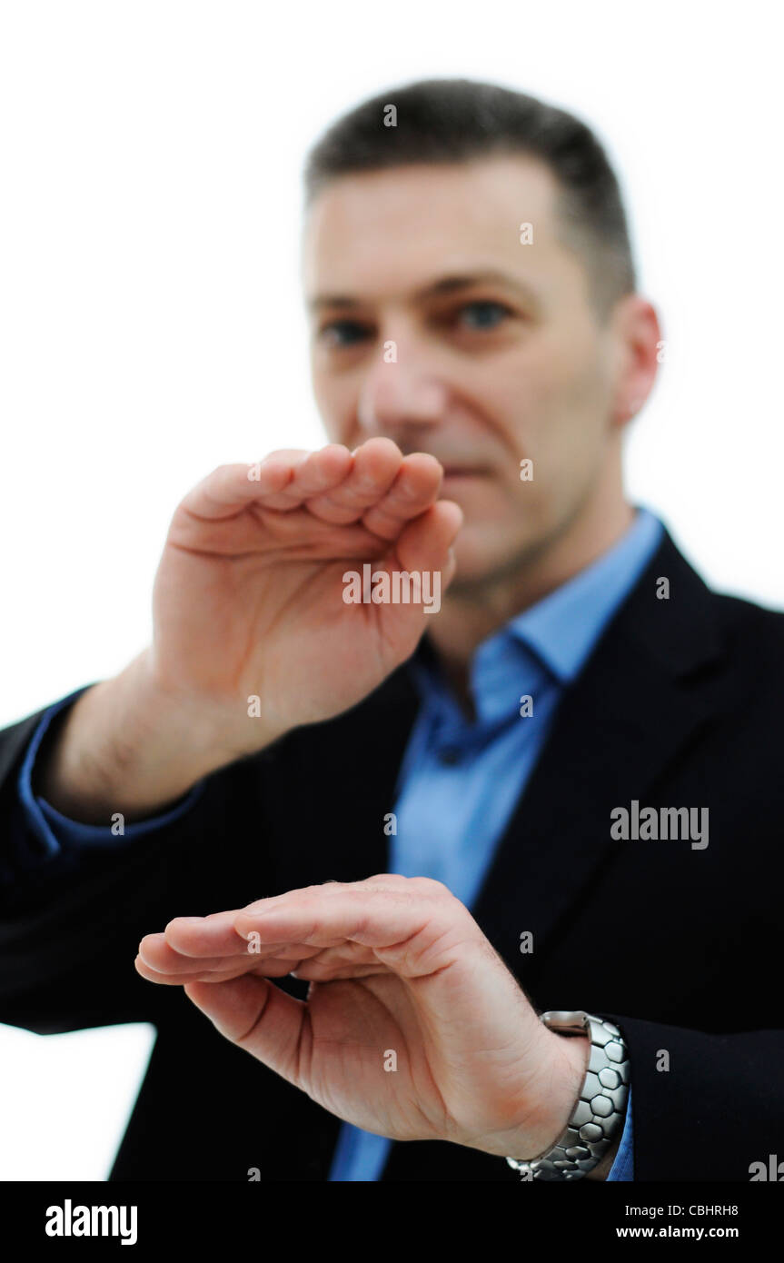 Male BSL British Sign Language interpreter Stock Photo Alamy