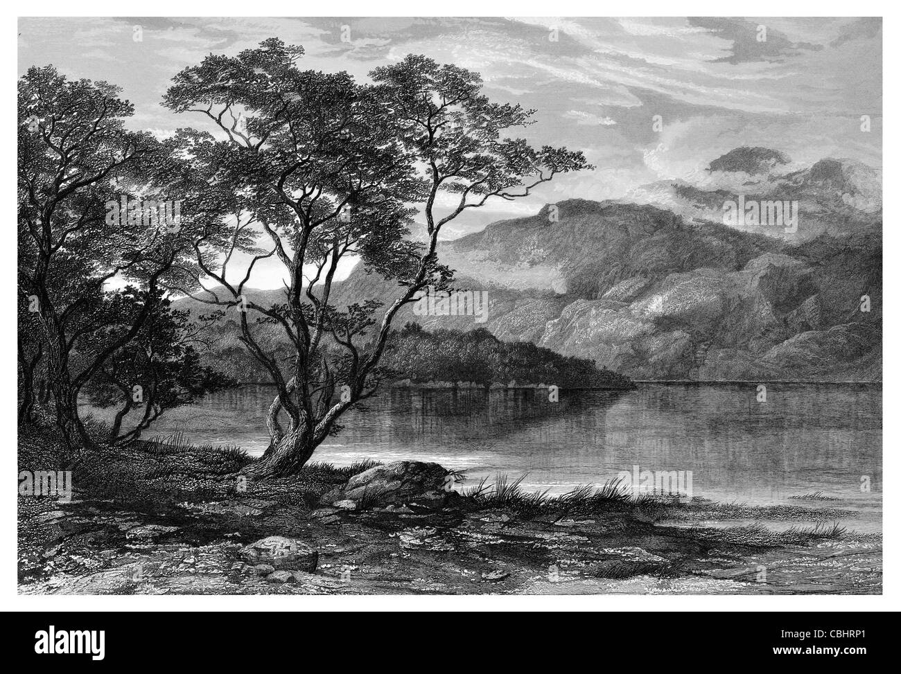 Lady of the Lake Loch Katrine Stirling Scotland poem Sir Walter Scott 1810 Trossachs Scotland Roderick Dhu James Stock Photo
