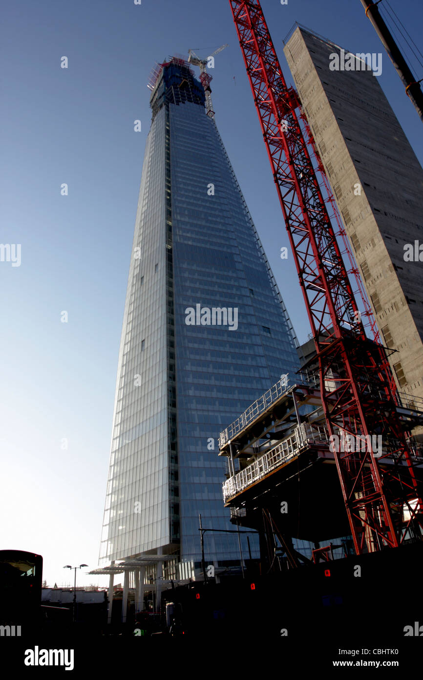 The Shard at London Bridge Station during construction. Stock Photo