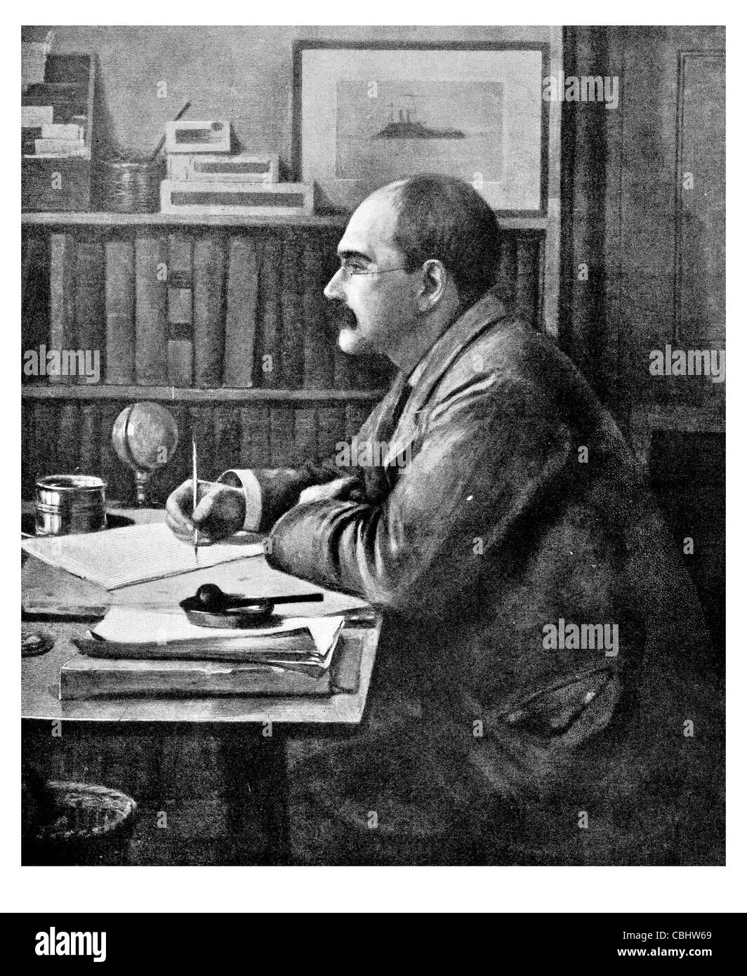 Joseph Rudyard Kipling 1865 1936 English poet short story writer Nobel Prize Literature The Jungle Book author Stock Photo
