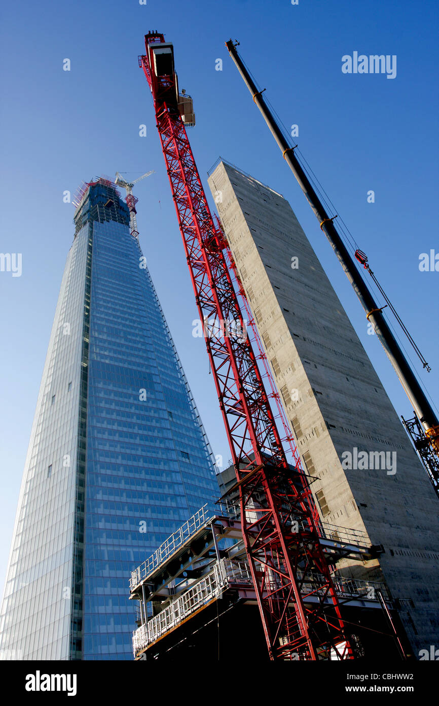 The Shard at London Bridge Station during construction. Stock Photo