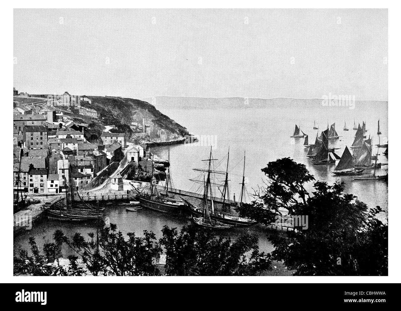 Brixham fishing town Devon England port tourism harbour dock fishing trawler Sir Francis Drake Golden Hind sail sailing ship Stock Photo