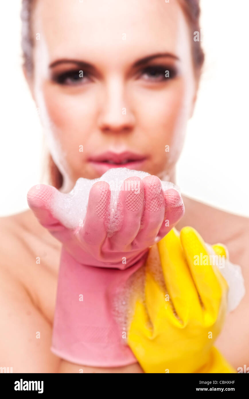 woman cleansing her skin Stock Photo - Alamy