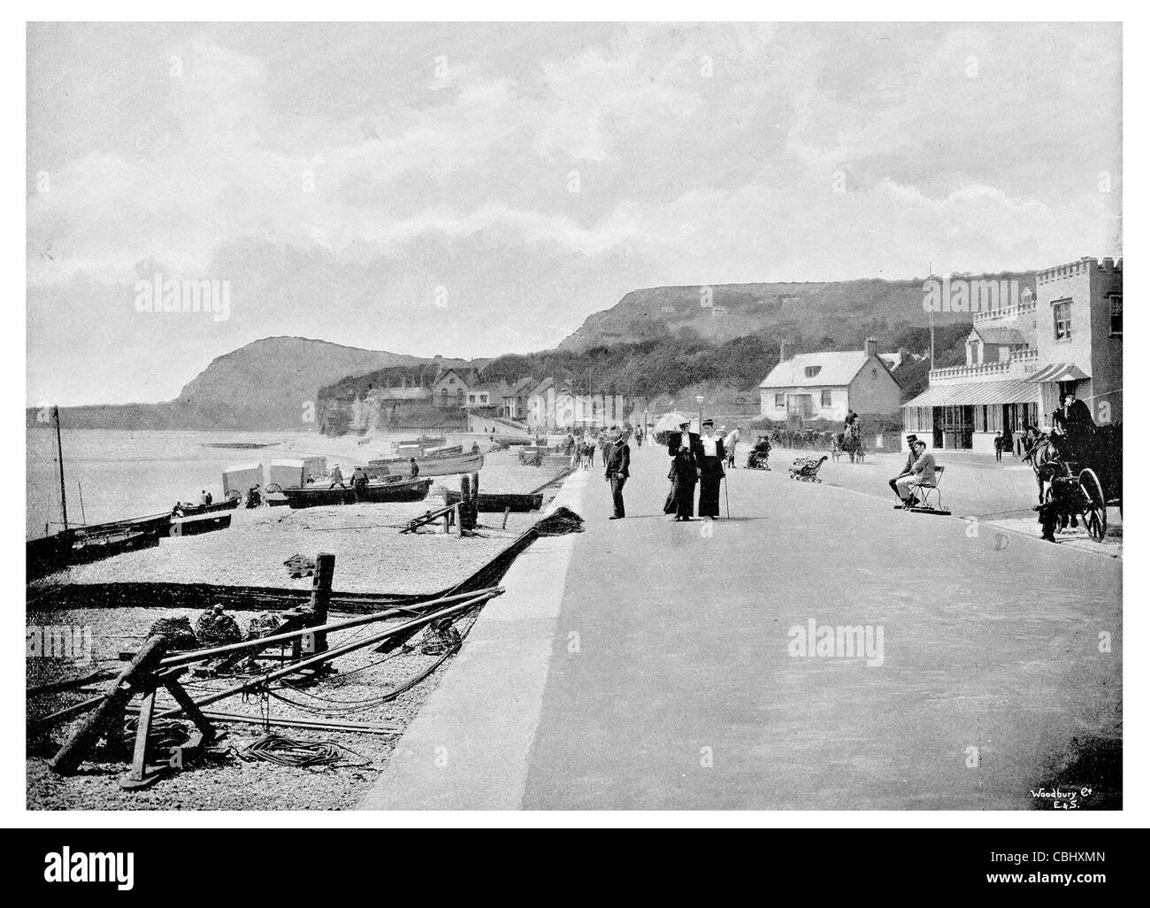 Promenade beach Sidmouth town English Channel Devon England tourist resort Jurassic Coast World Heritage Site Stock Photo